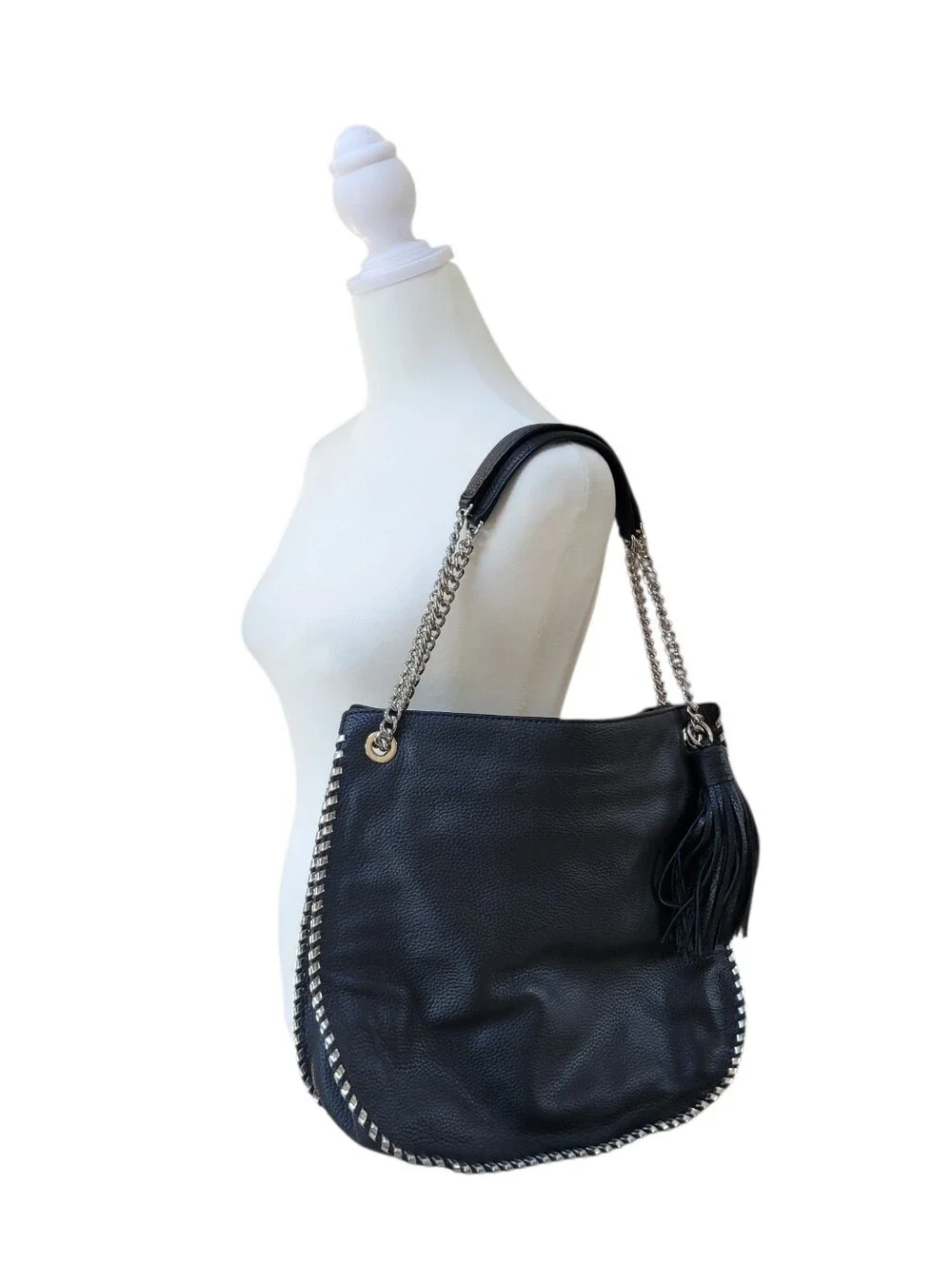 *NWT Michael Kors Whipped Chelsea Black Pebbled Leather Chain Shoulder Bag